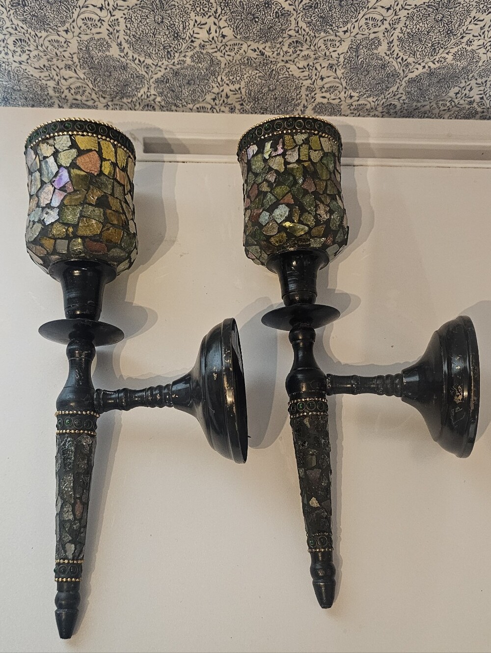 PartyLite Global Fusion Glass Mosaic 12" Wall Sconce hold candle